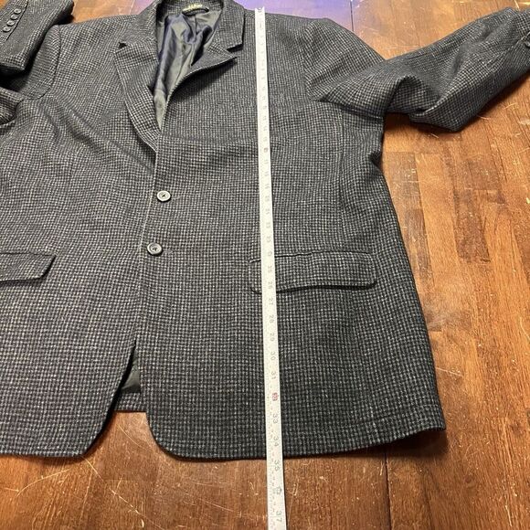 Vintage LL Bean Wool Blend 50 Tall Sport Coat Blazer Overcoat Retro Houndstooth - Picture 10 of 12